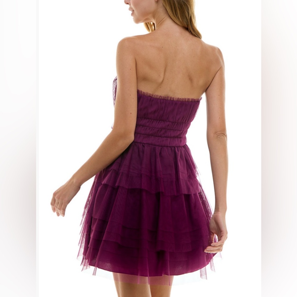 City Studio Strapless Plum Dress - Picture 2 of 8